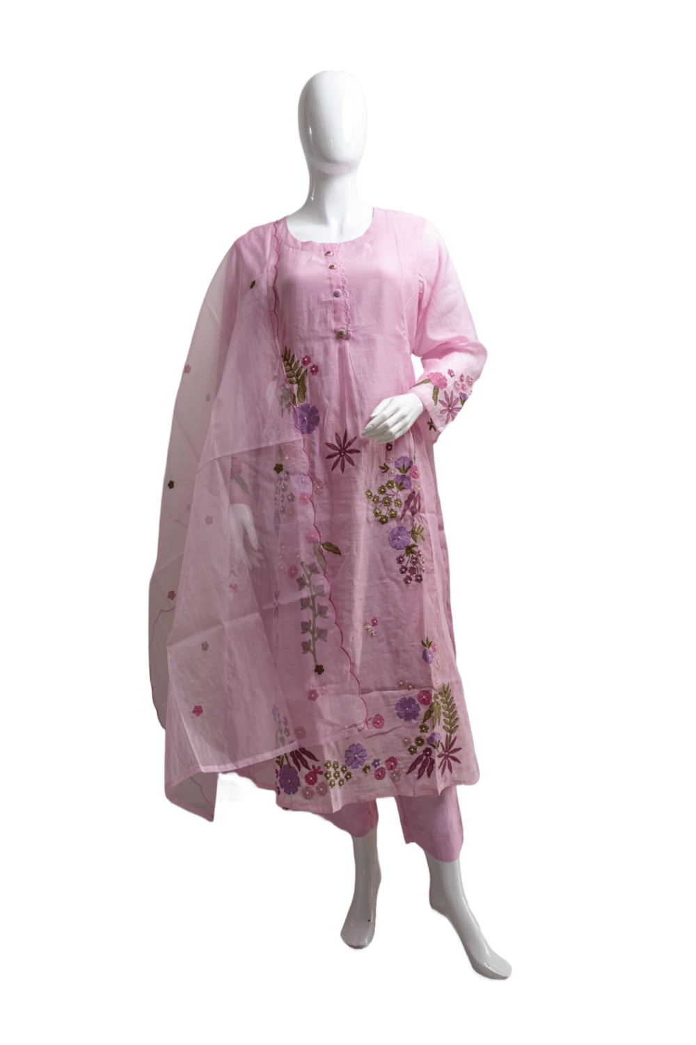 Mul Silk Fabric with Embroidery - Image 5