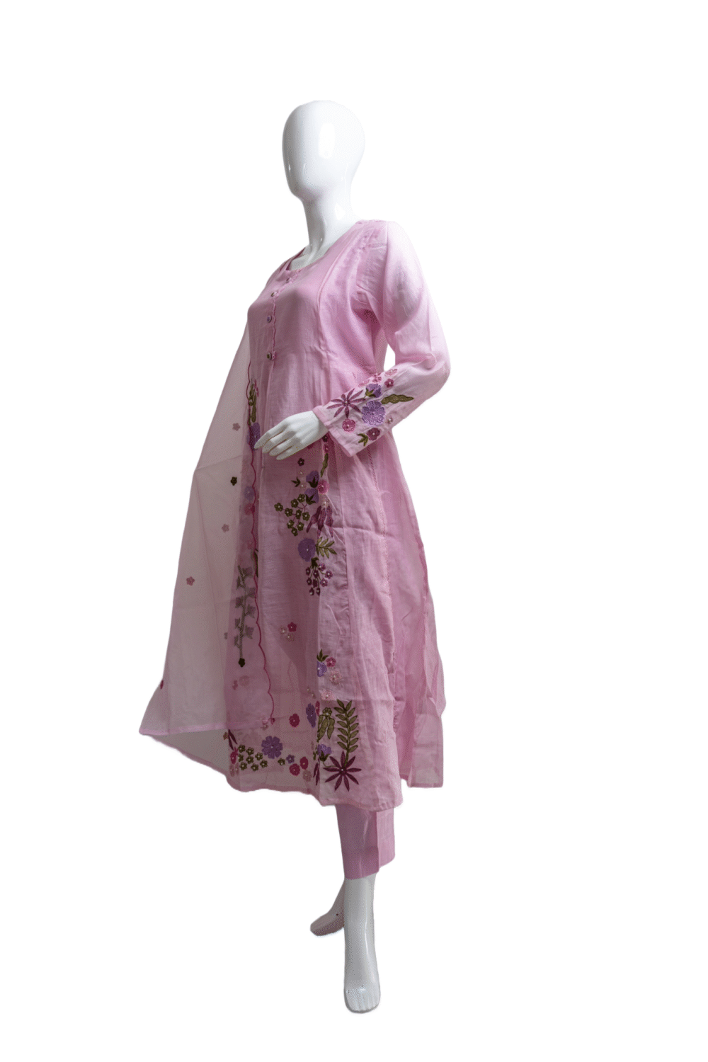 Mul Silk Fabric with Embroidery - Image 4