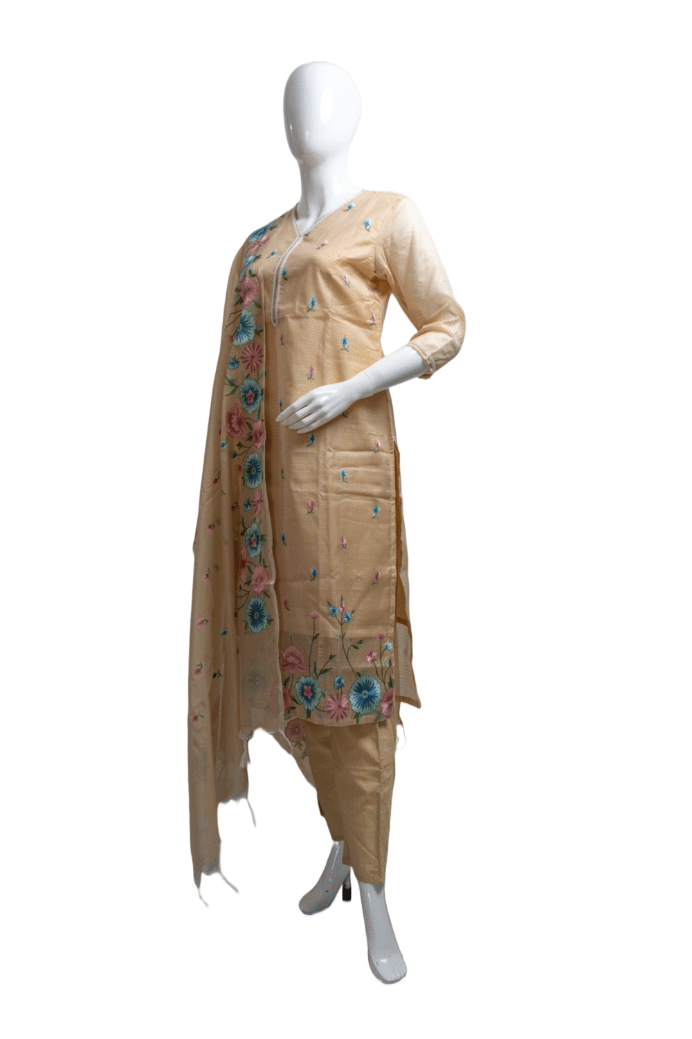 Kota Silk Fabric with Embroidery - Image 4