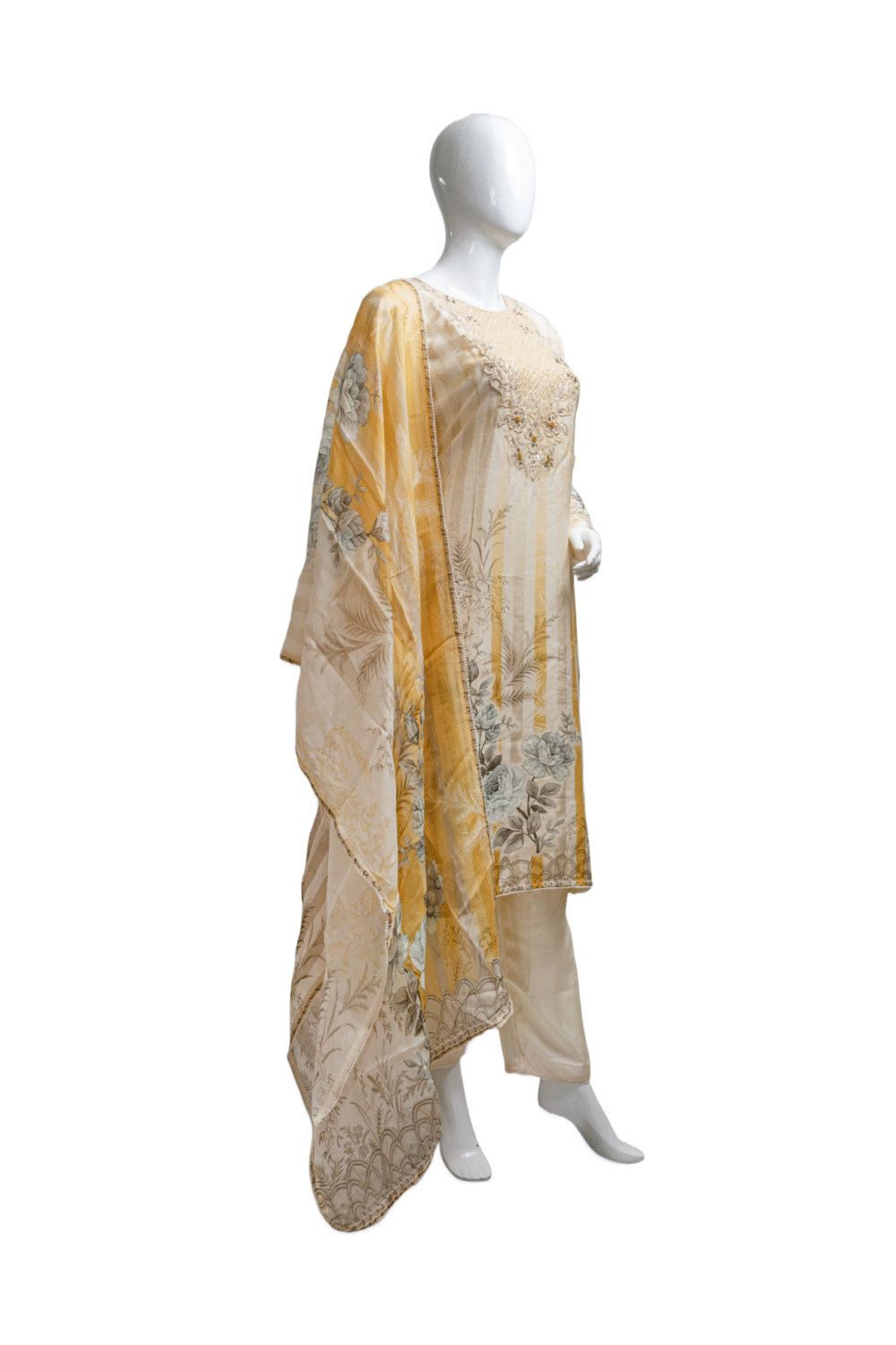 Russian Silk Fabric with Hand Embroidery - Image 3