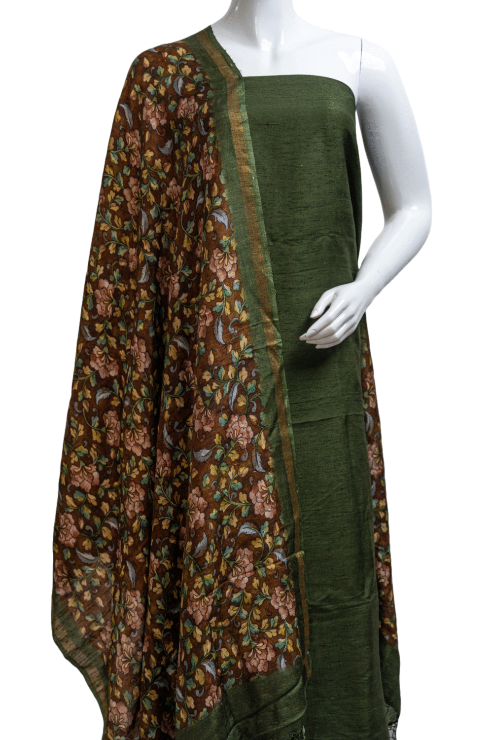 JUTE SILK FABRIC WITH KALAMKARI DUPPATA
